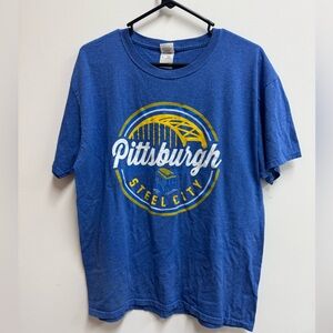 Pittsburgh Steel City Blue T Shirt, Large Men’s